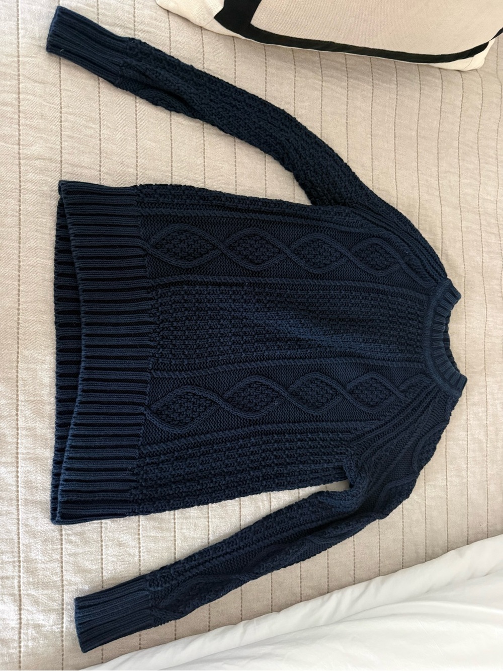 J. Crew Navy Cable-Knit Crewneck Sweater